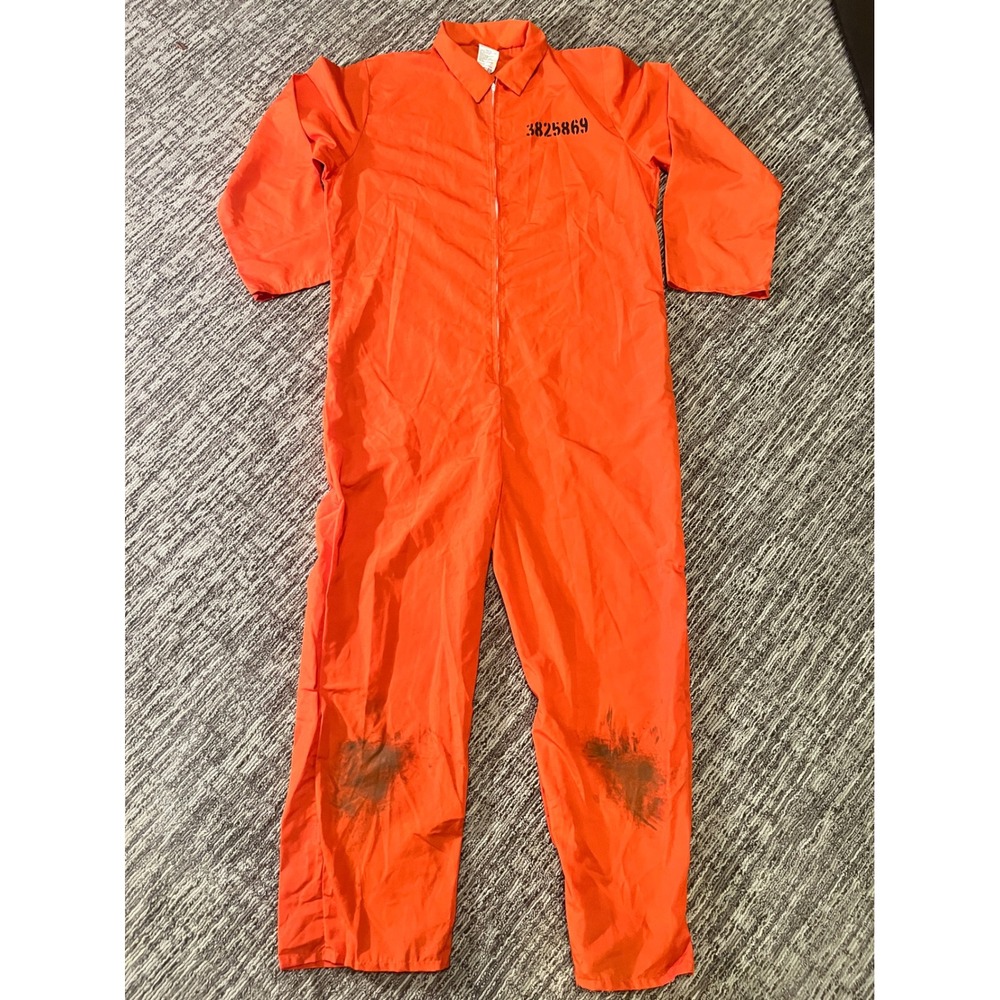 Got Busted Penitentiary Orange Prisoner Jumpsuit Costume Inmate Halloween Adult